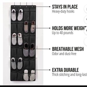 New with Tags GORILLA GRIP 24 Pocket Over the Door Shoe Organizer, 2 Pack